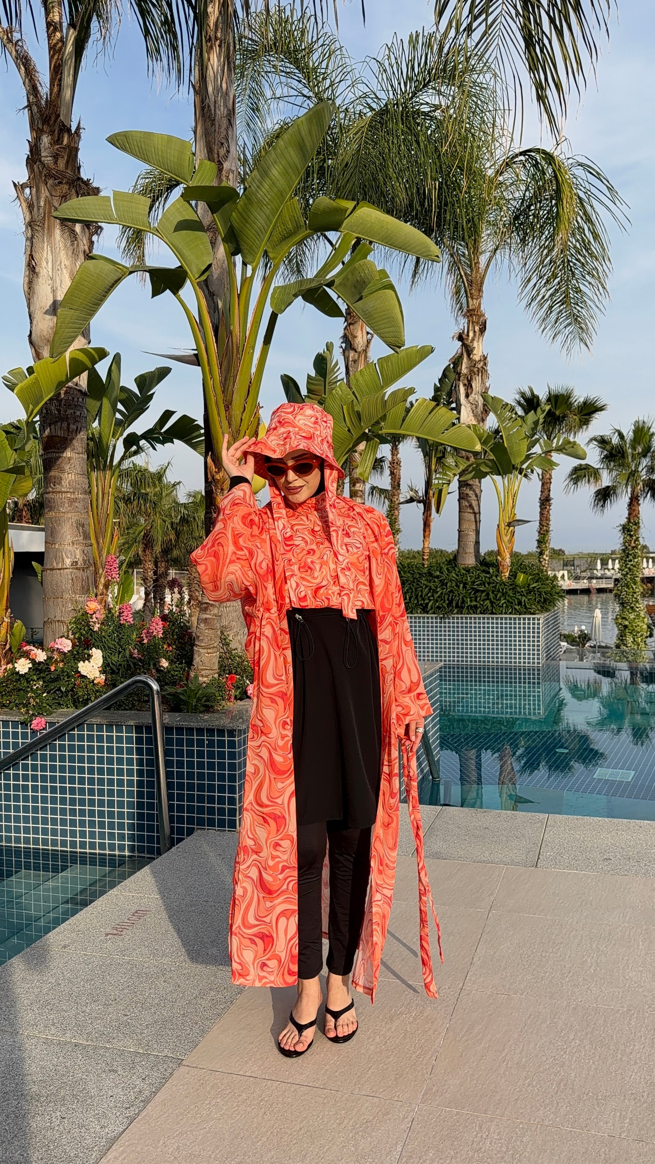 Etnica Tek Kaftan Kimono Pareo turuncu