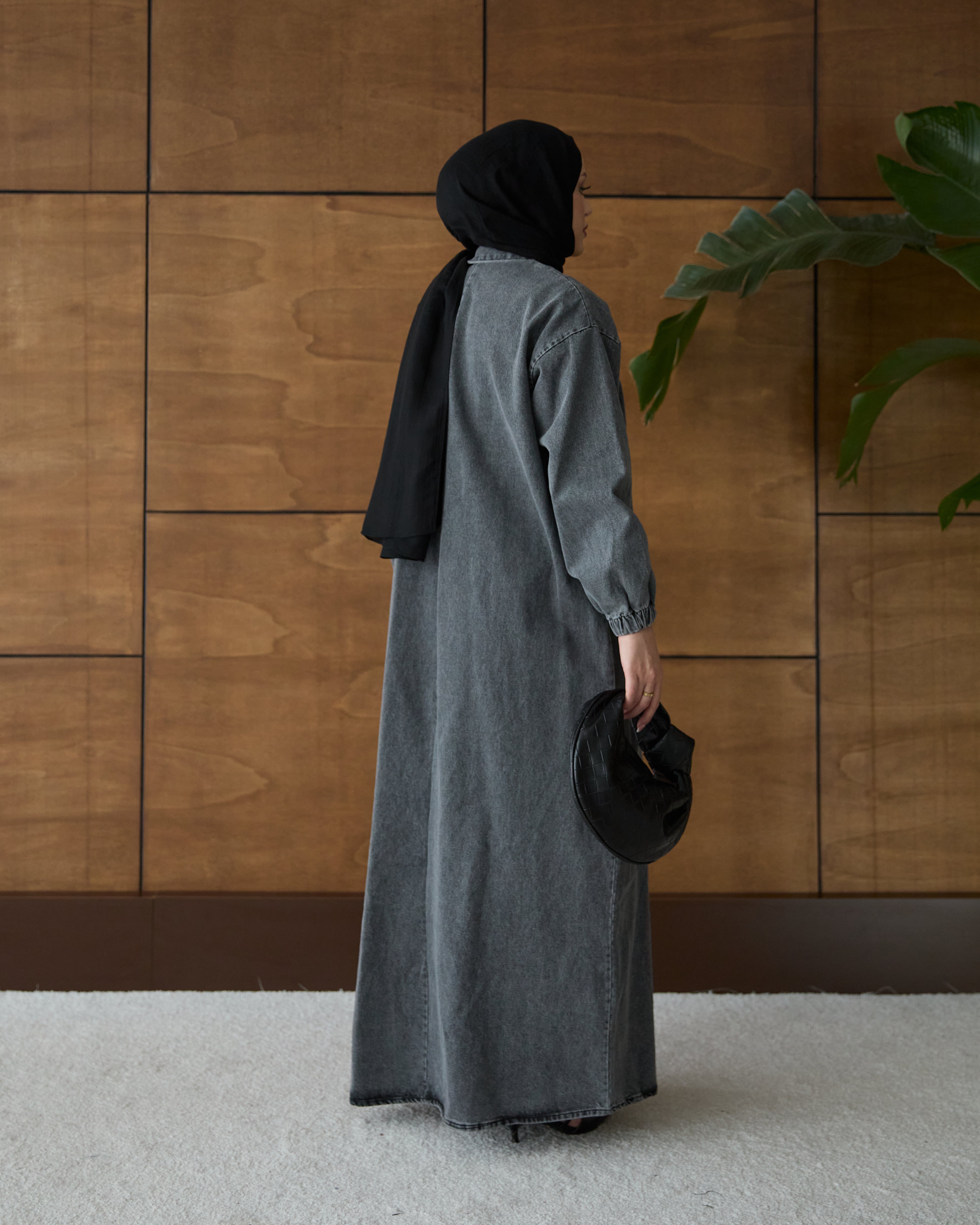 Dora denim elbise siyah