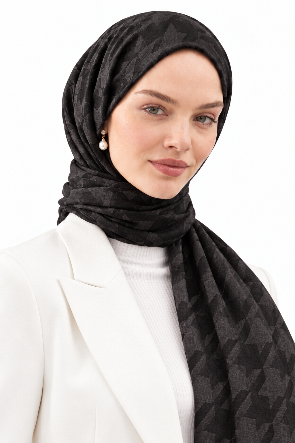 Kazayağı Desen Jakar Şal Siyah
