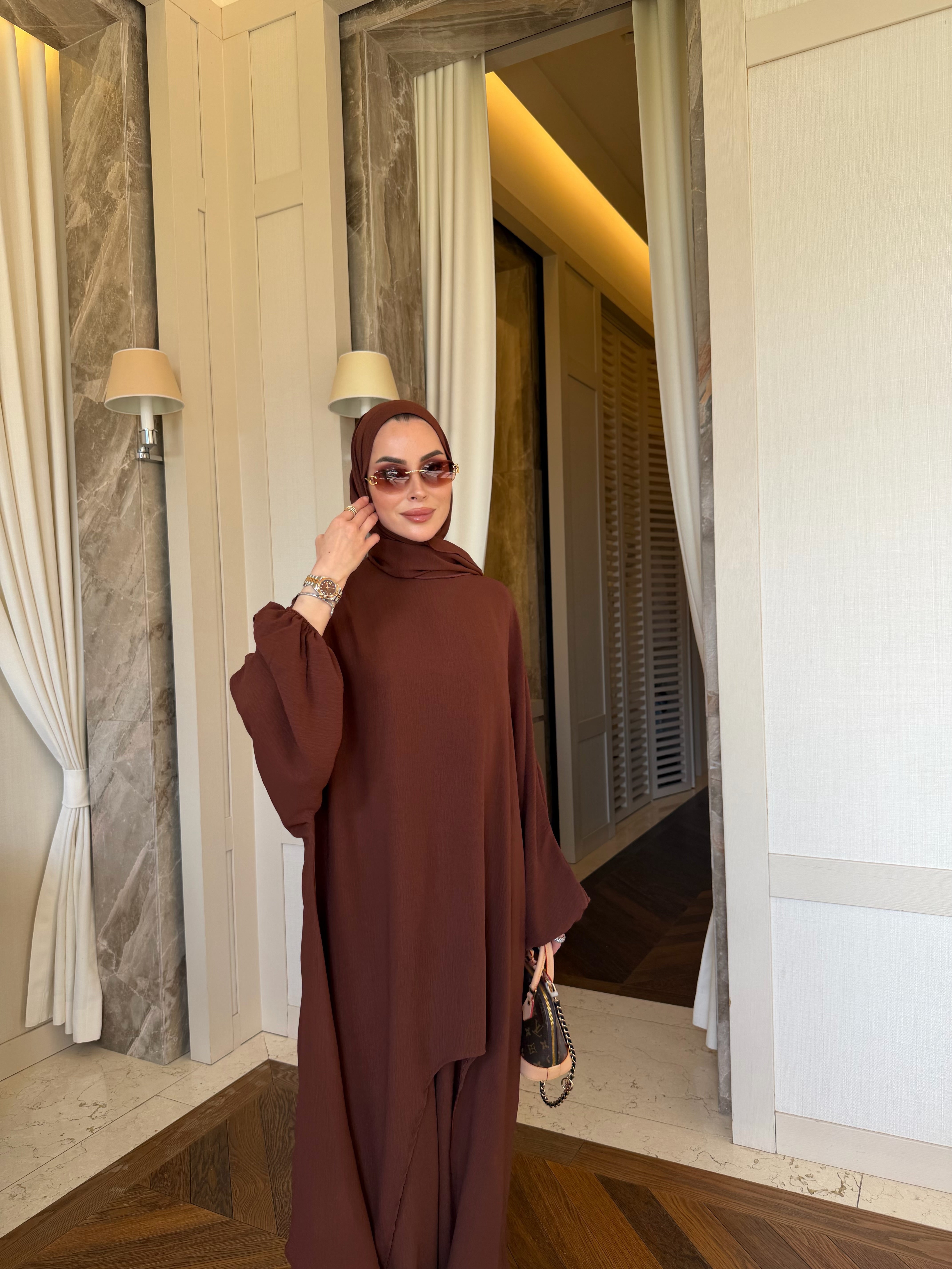 Mira tunik & pantolon takım kahverengi