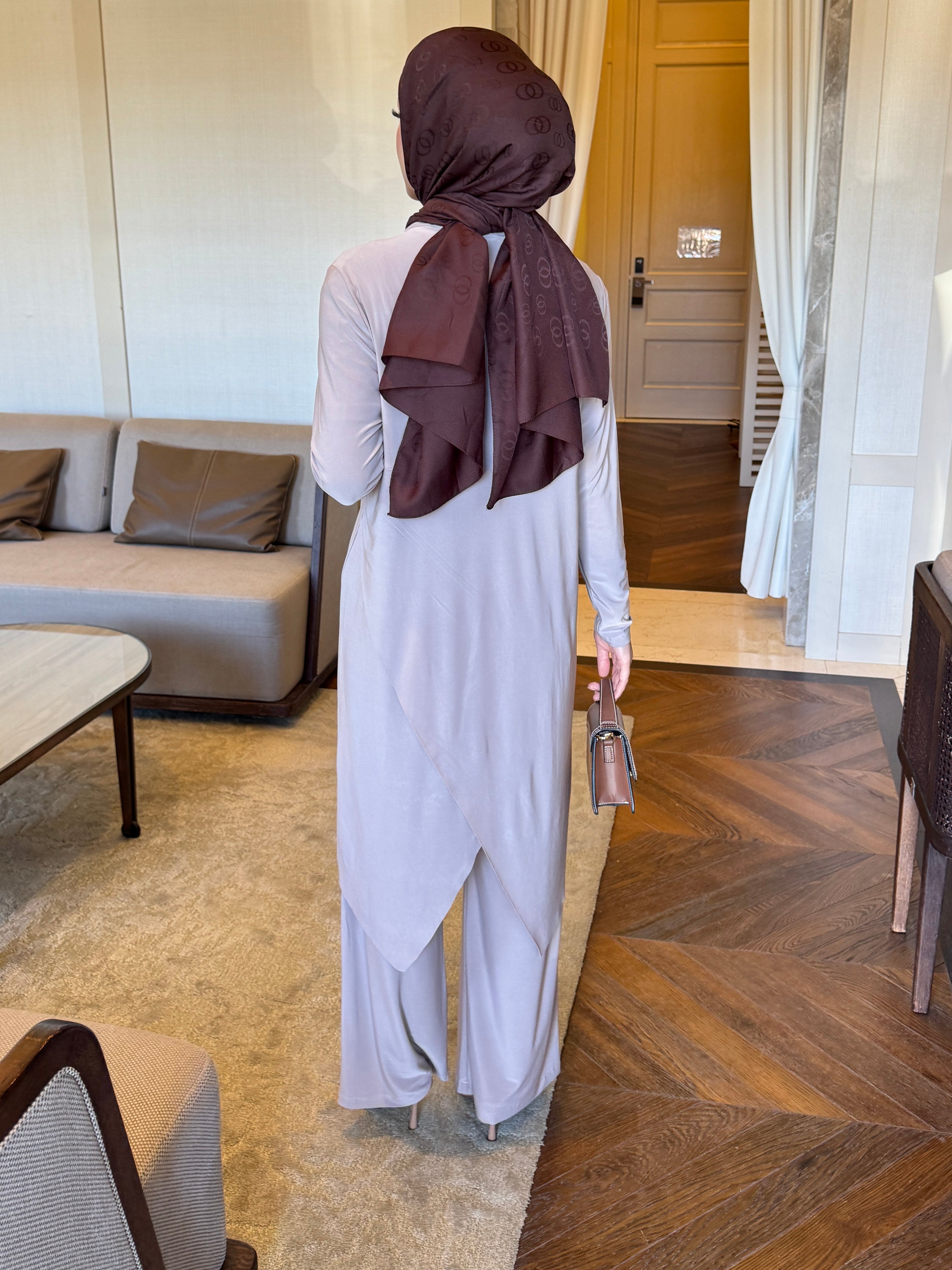 Luar drape detay takım vizon