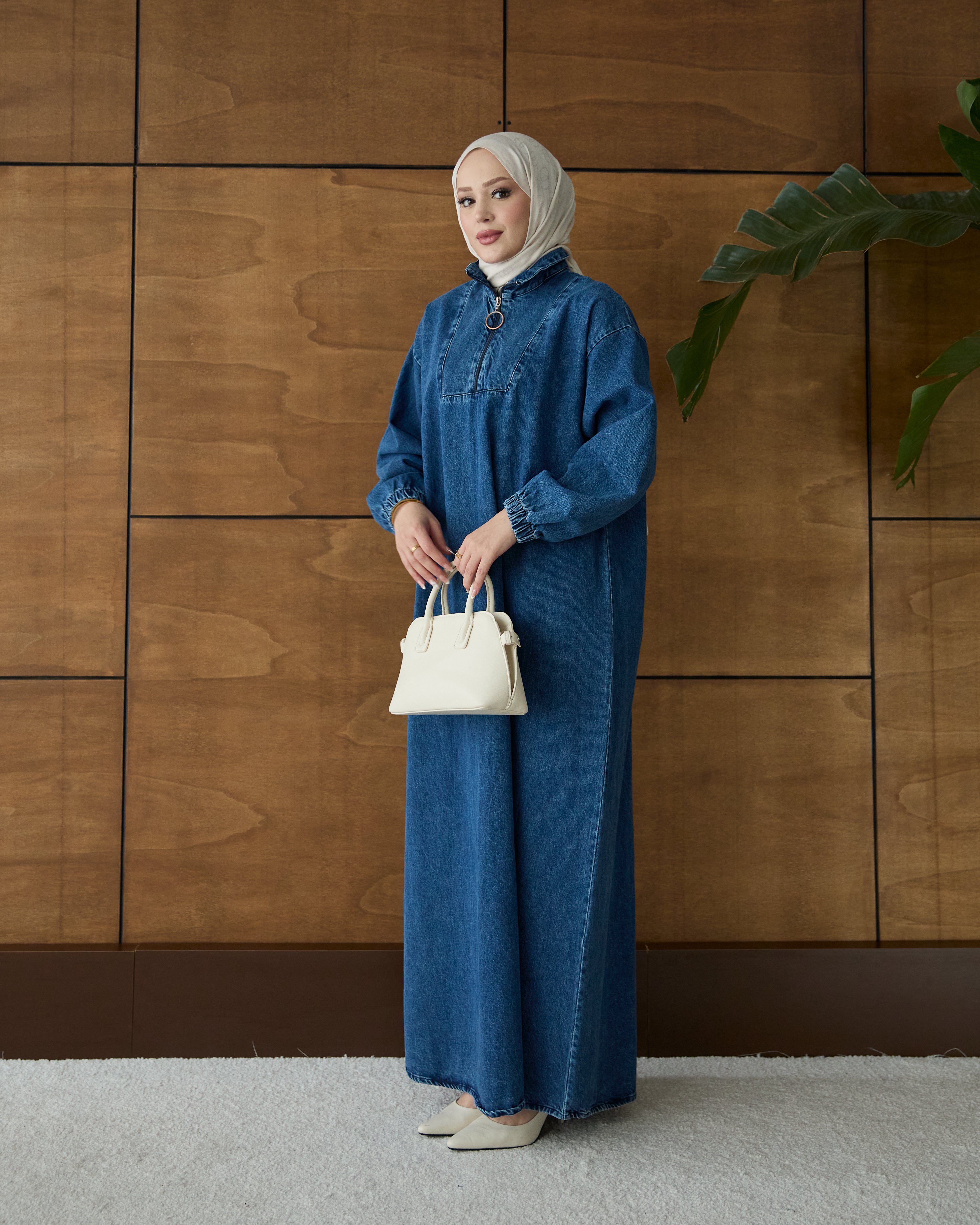 Dora denim elbise mavi