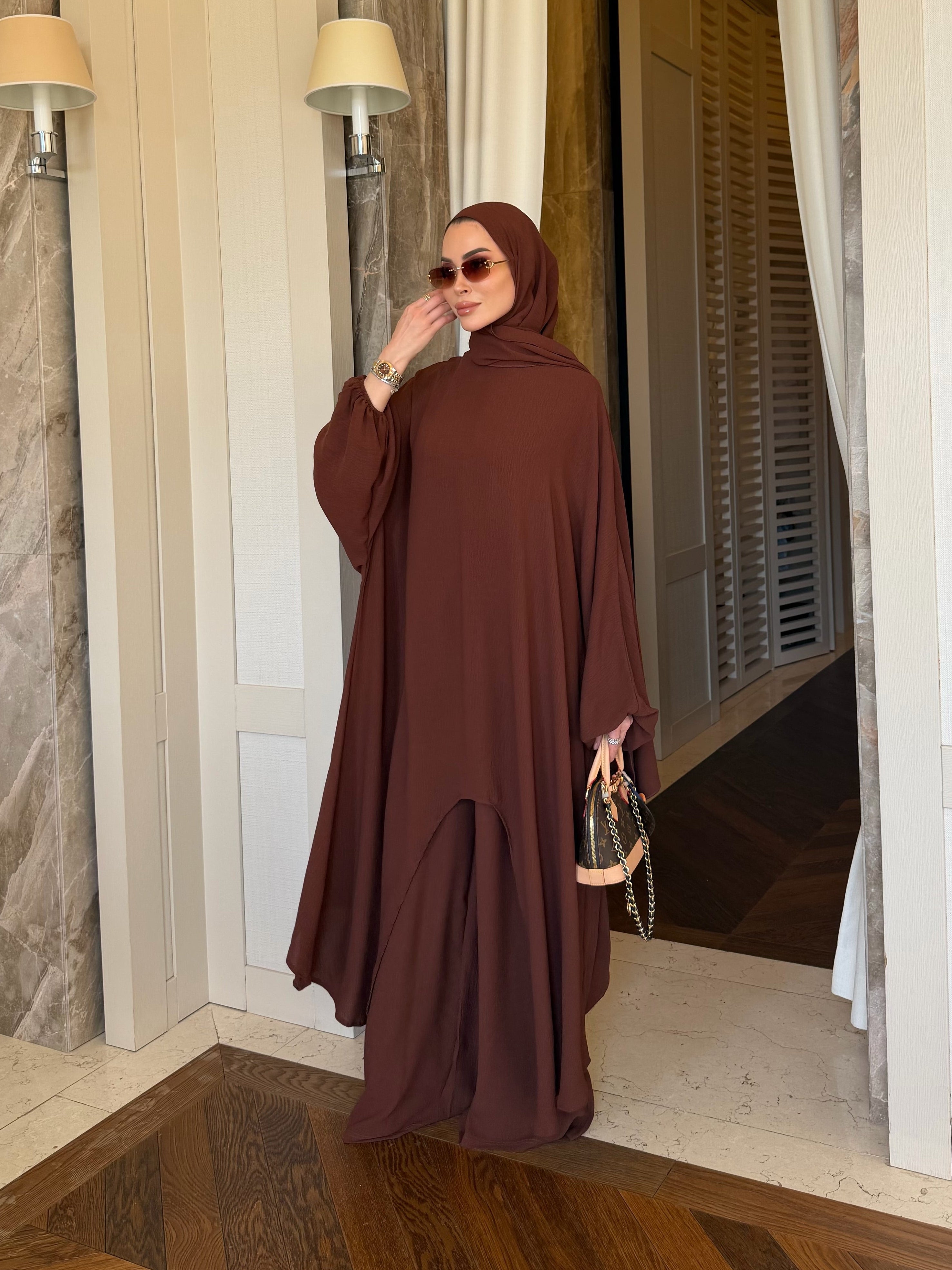 Mira tunik & pantolon takım kahverengi