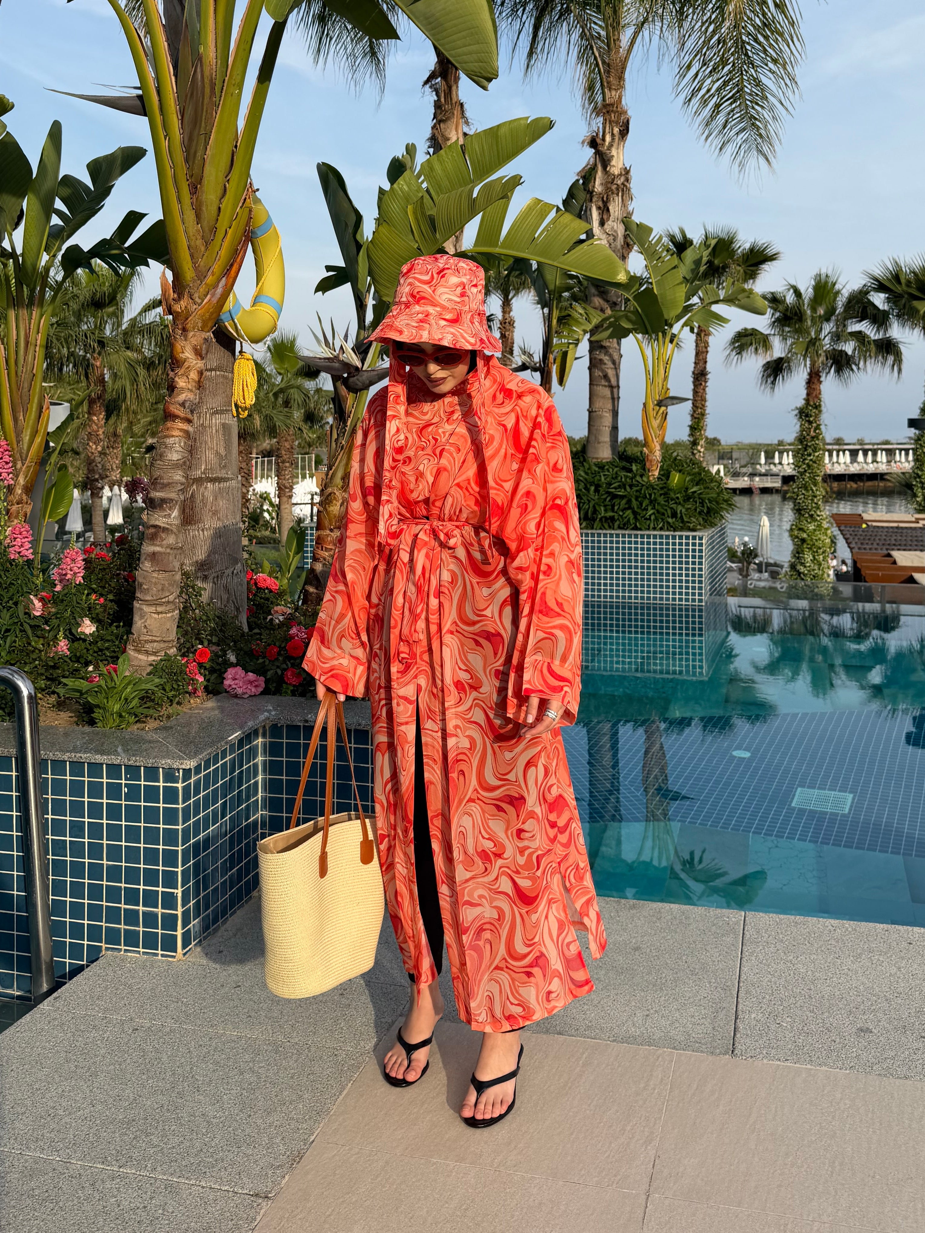 Etnica Tek Kaftan Kimono Pareo turuncu