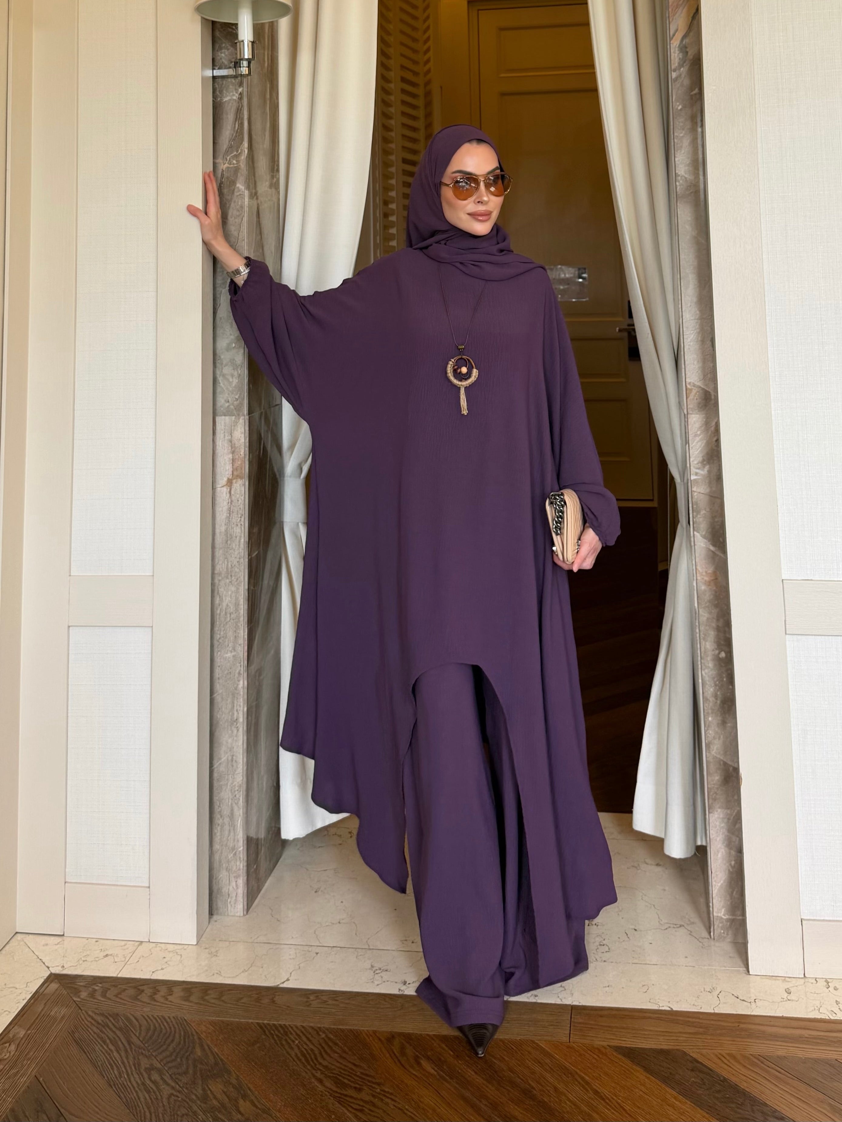 Mira tunik & pantolon takım lila