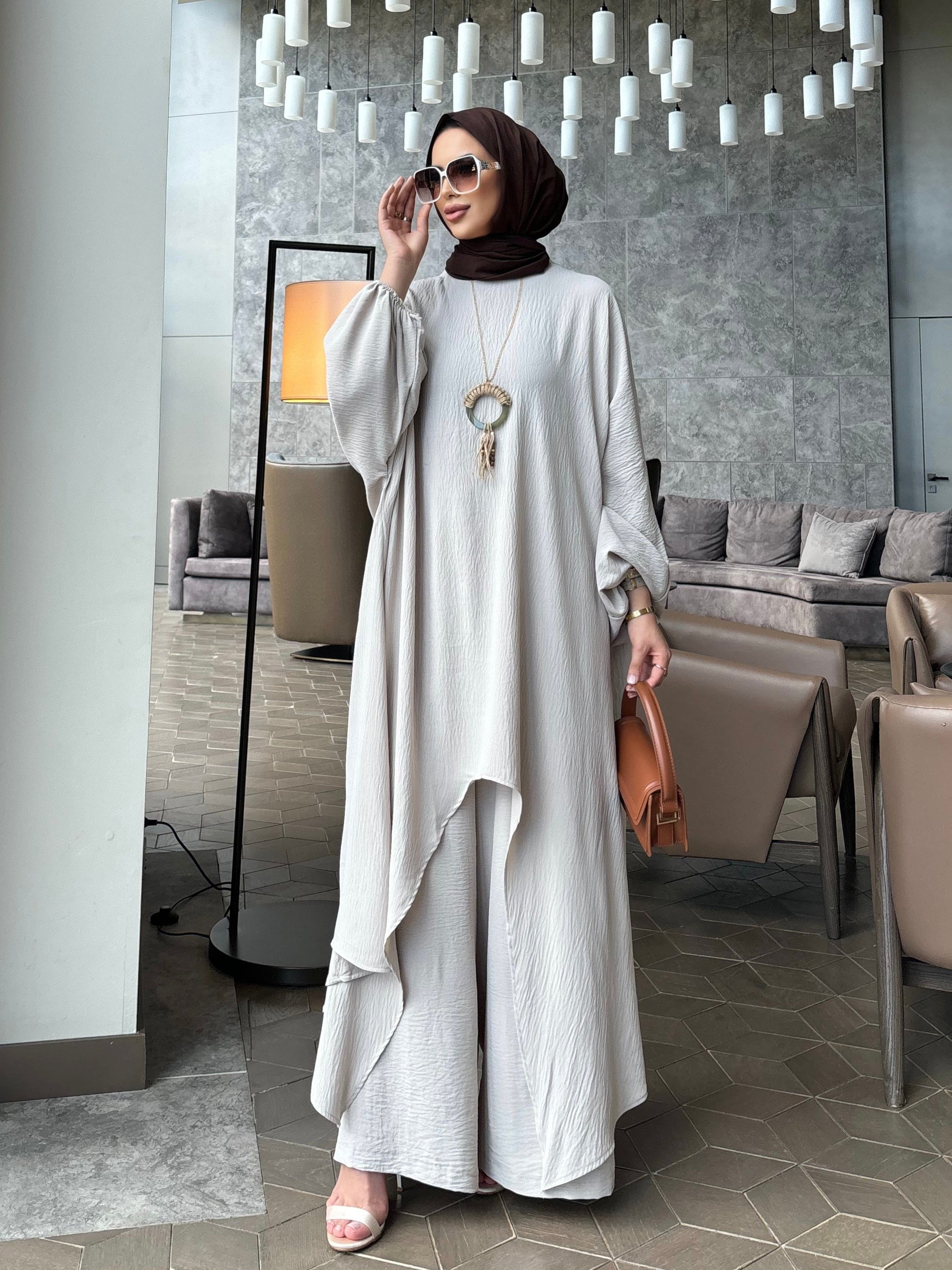 Mira tunik & pantolon takım krem