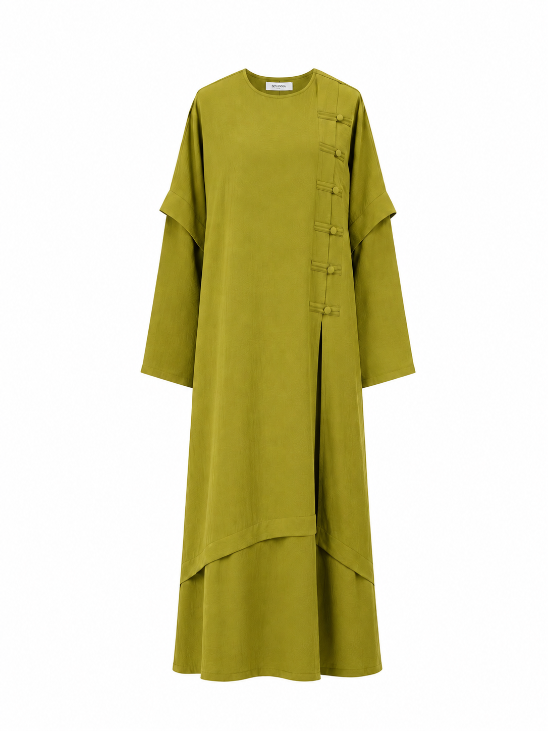 Ahsen abaya & pantolon ikili takım yağ yeşili