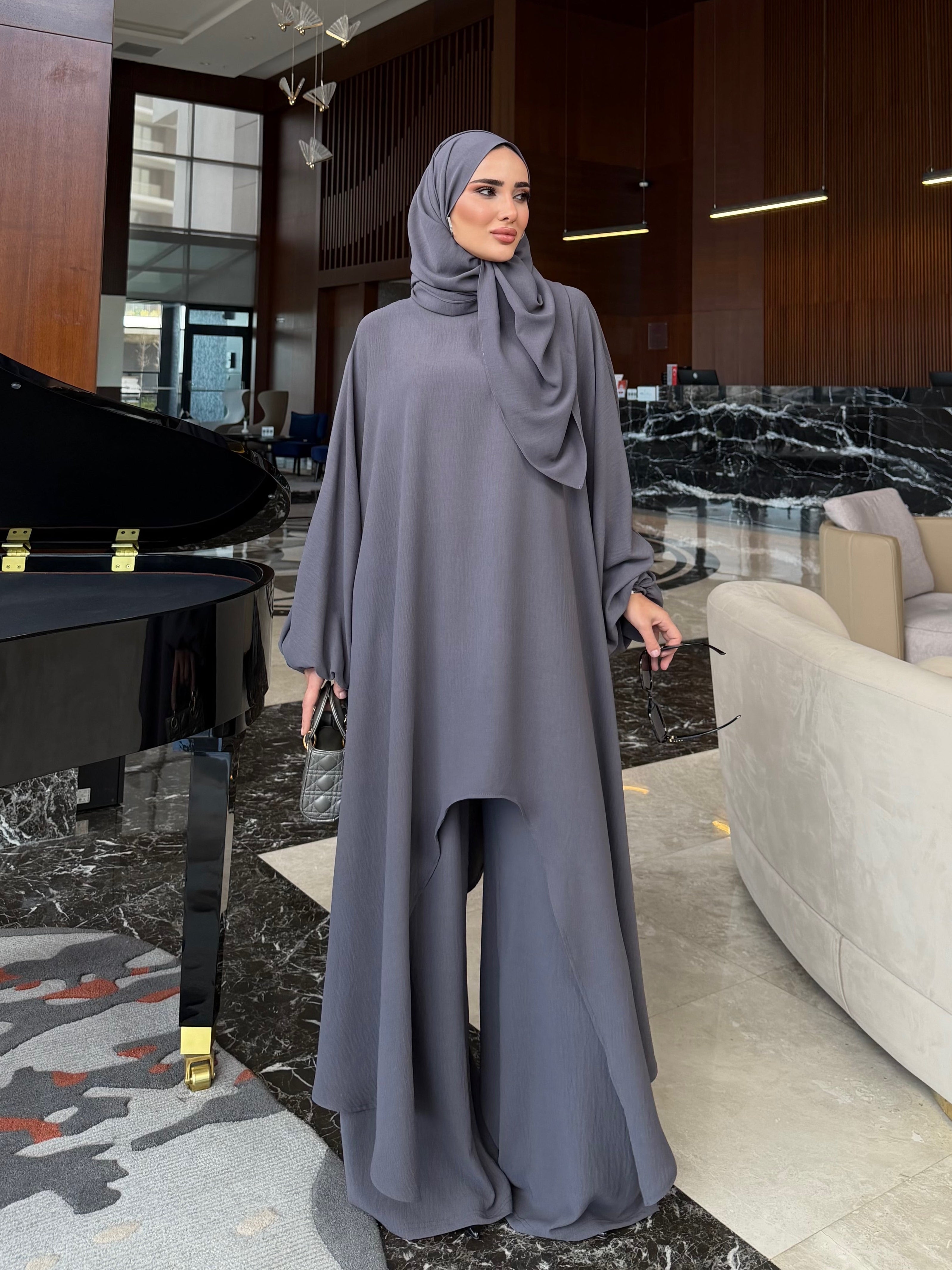 Mira tunik & pantolon takım antrasit gri