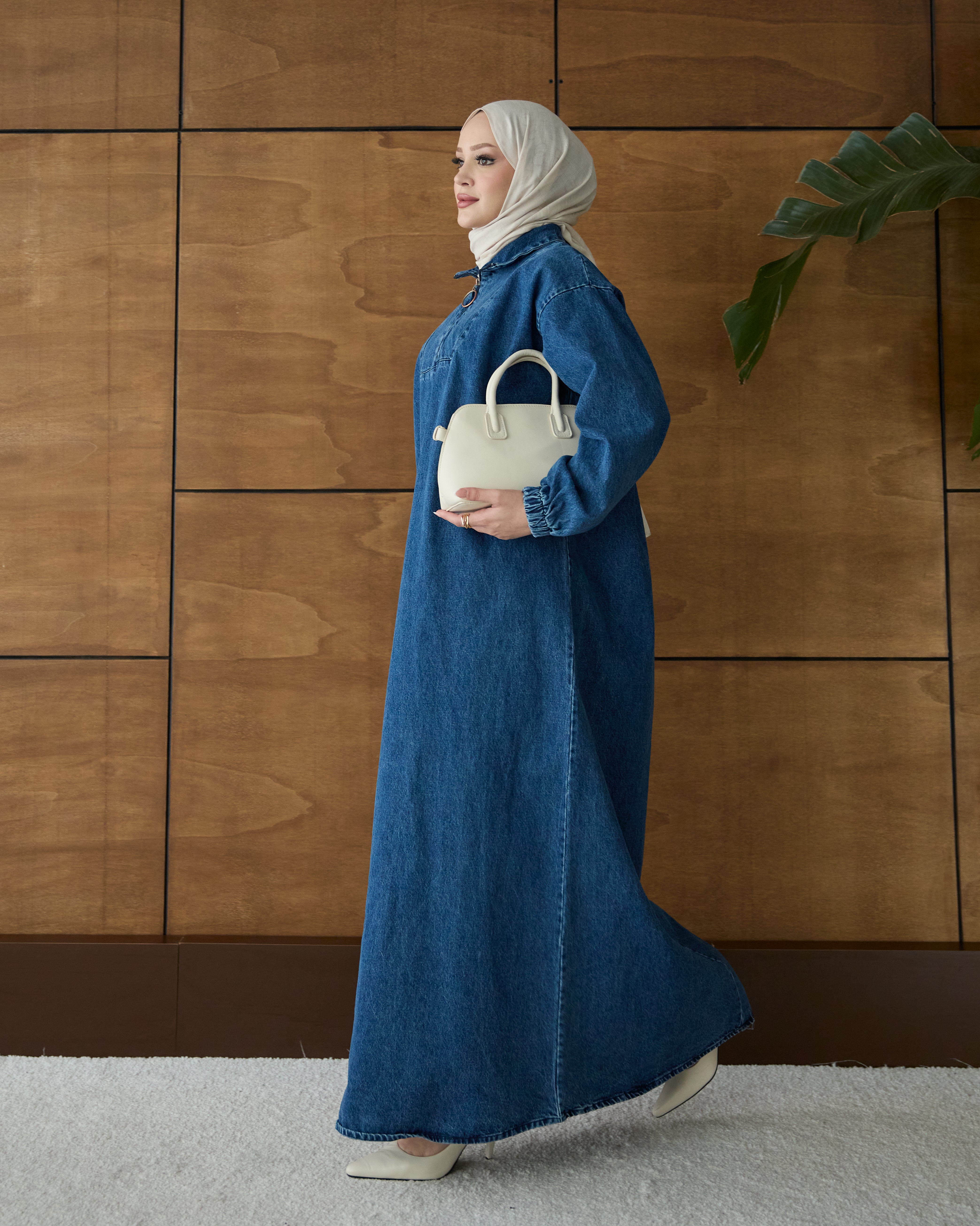 Dora denim elbise mavi