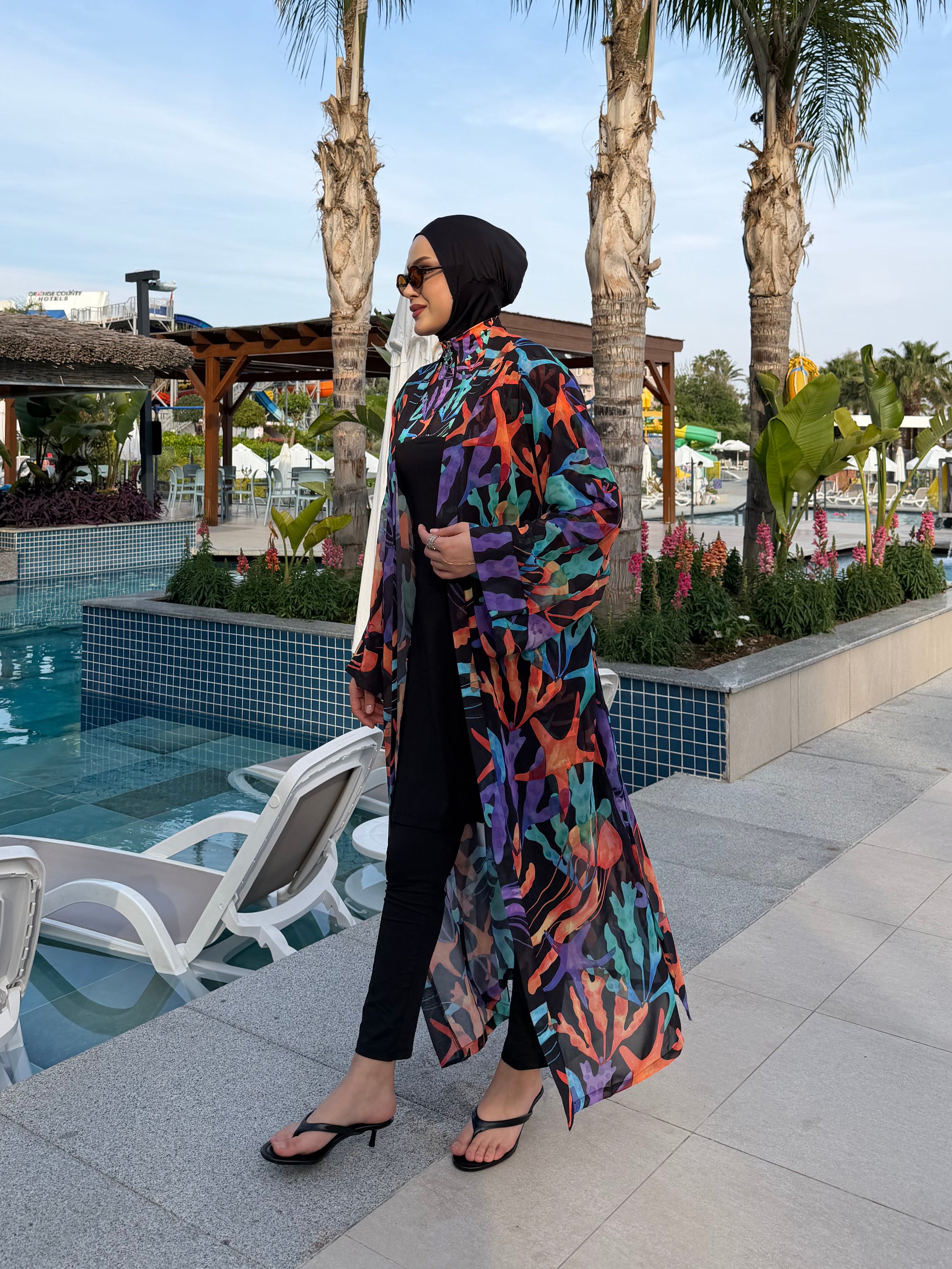 Mercan  Tek Kaftan Kimono Pareo