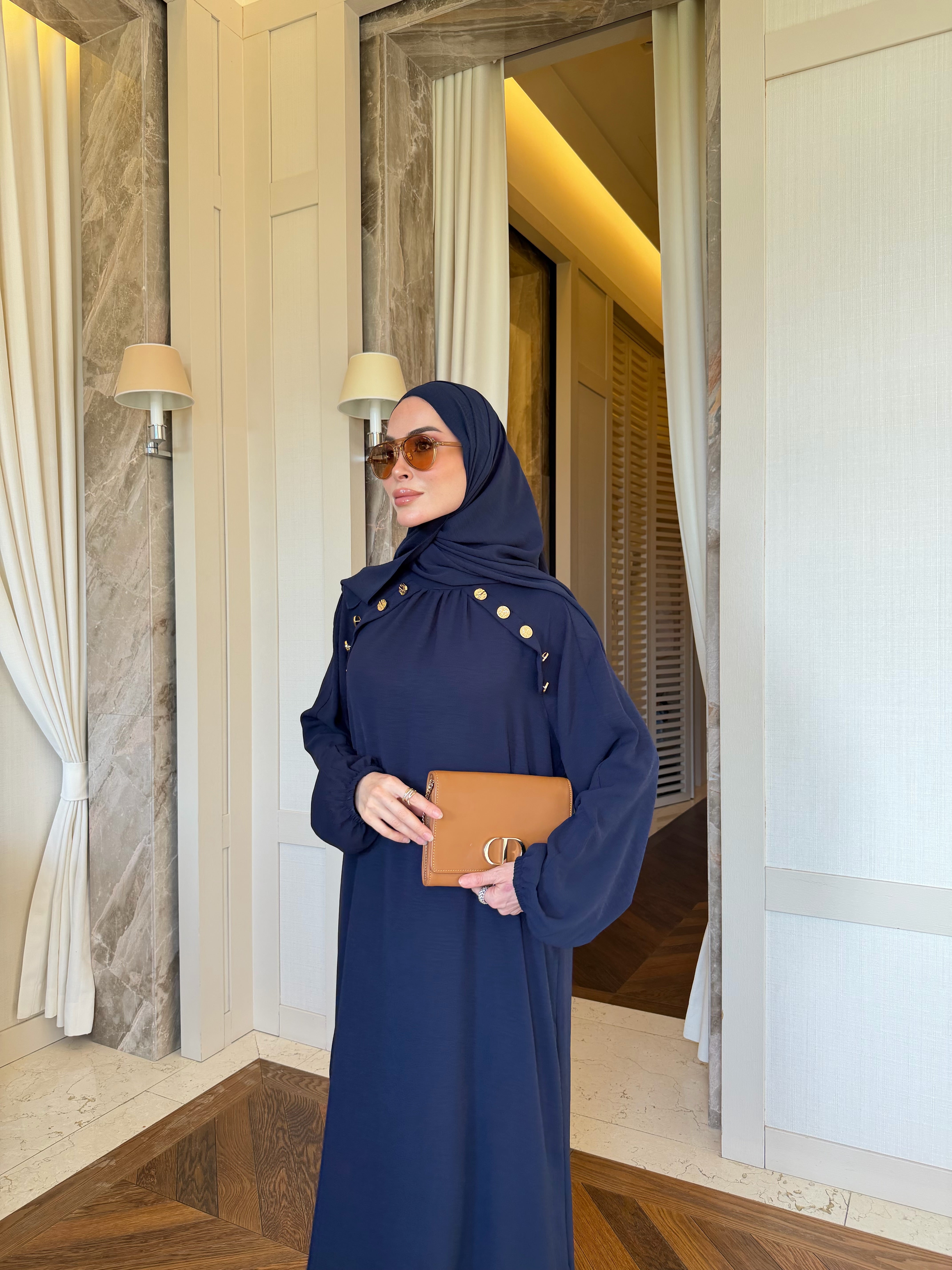 Lavin gold detay düğmeli  tunik & pantolon lacivert