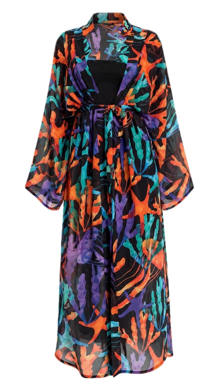 Mercan  Tek Kaftan Kimono Pareo