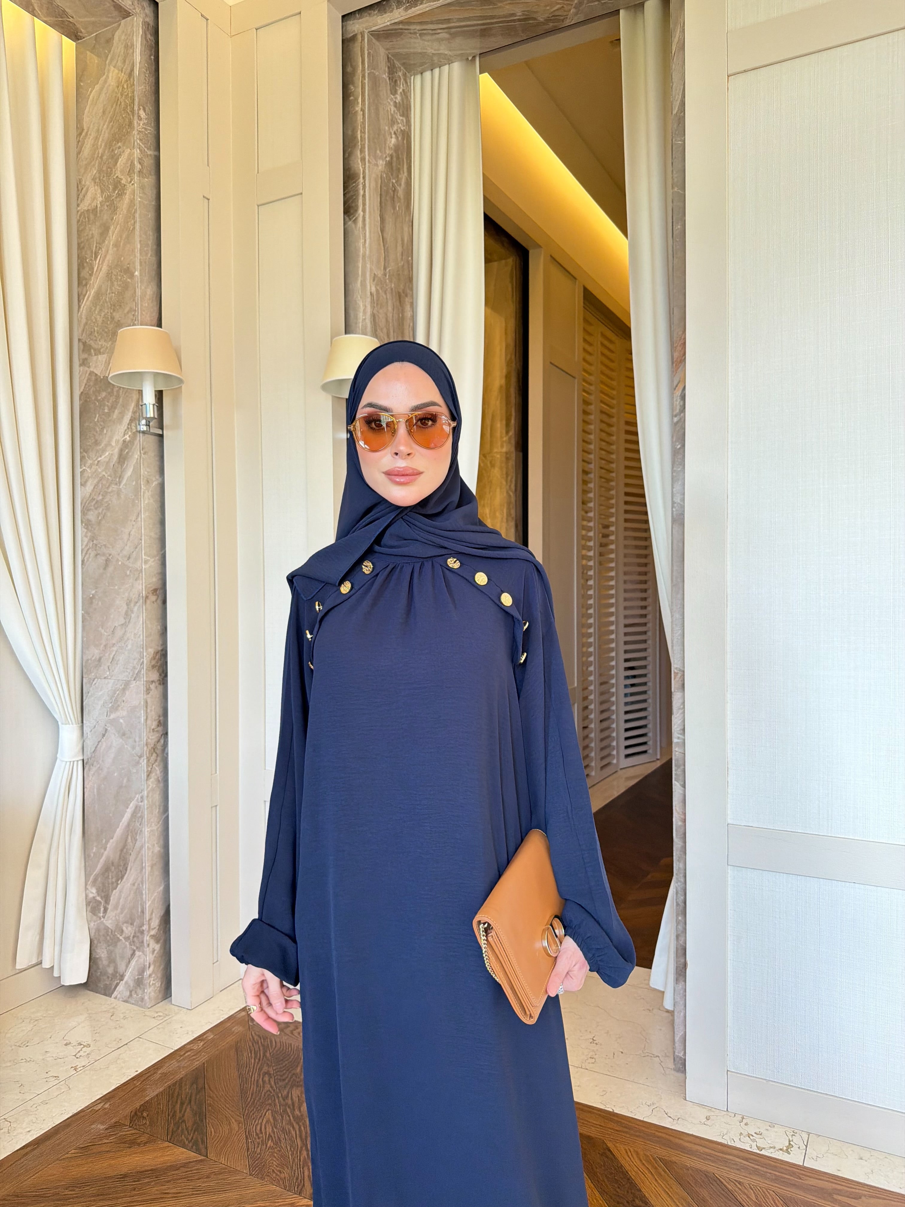 Lavin gold detay düğmeli  tunik & pantolon lacivert