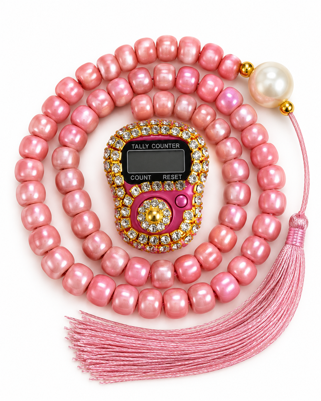 Tesbih & Taşlı Zikirmatik Set Pembe