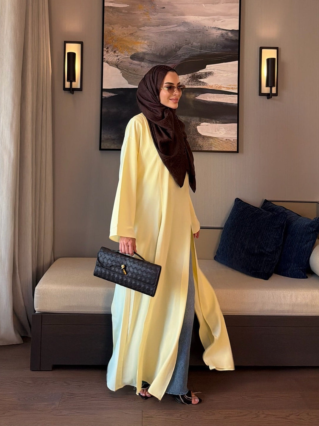 Lily  yırtmaç detay tunik tereyağ sarısı(butter yellow)