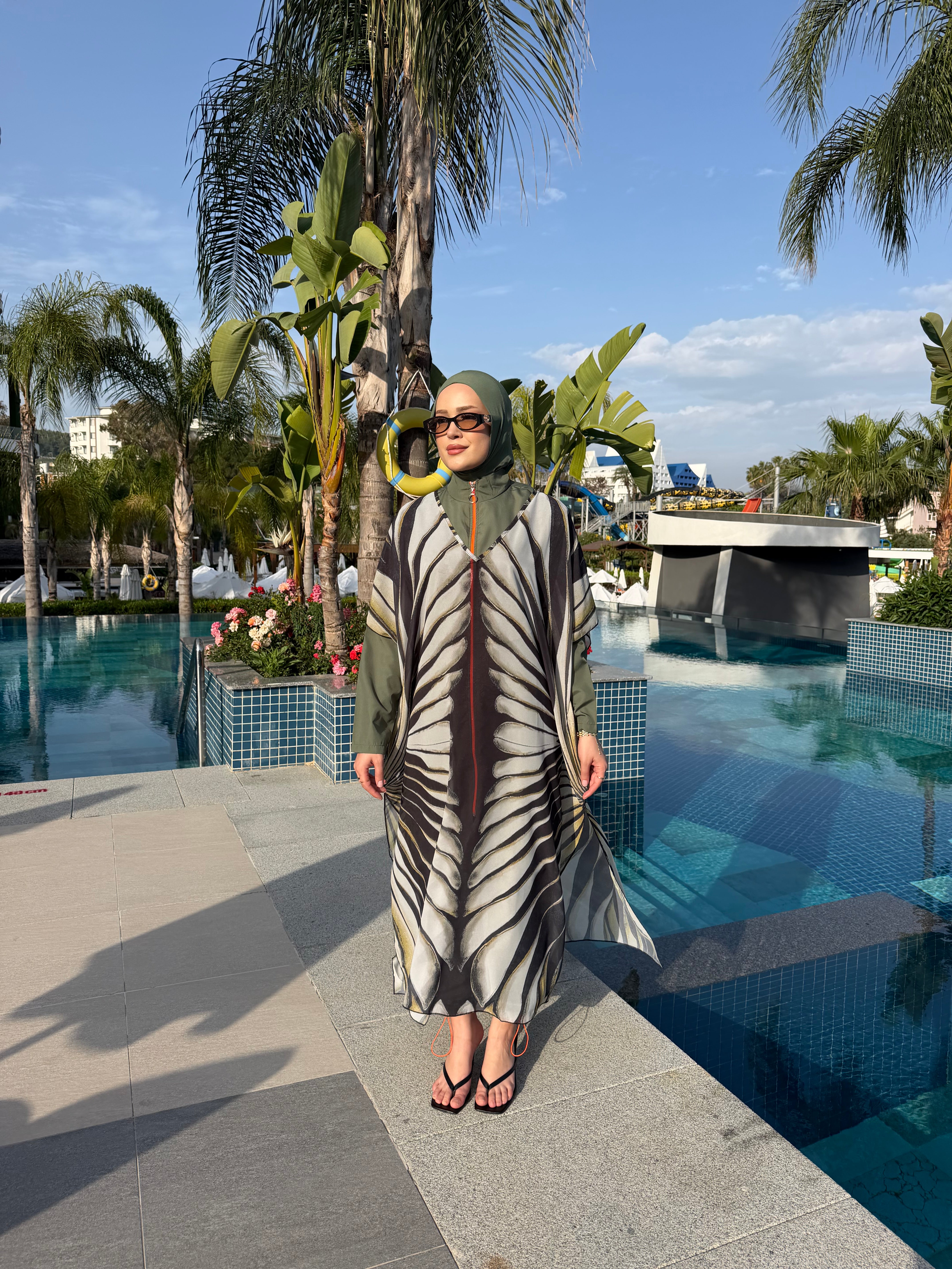 Kelebek Tasarım Tek Kaftan Pareo