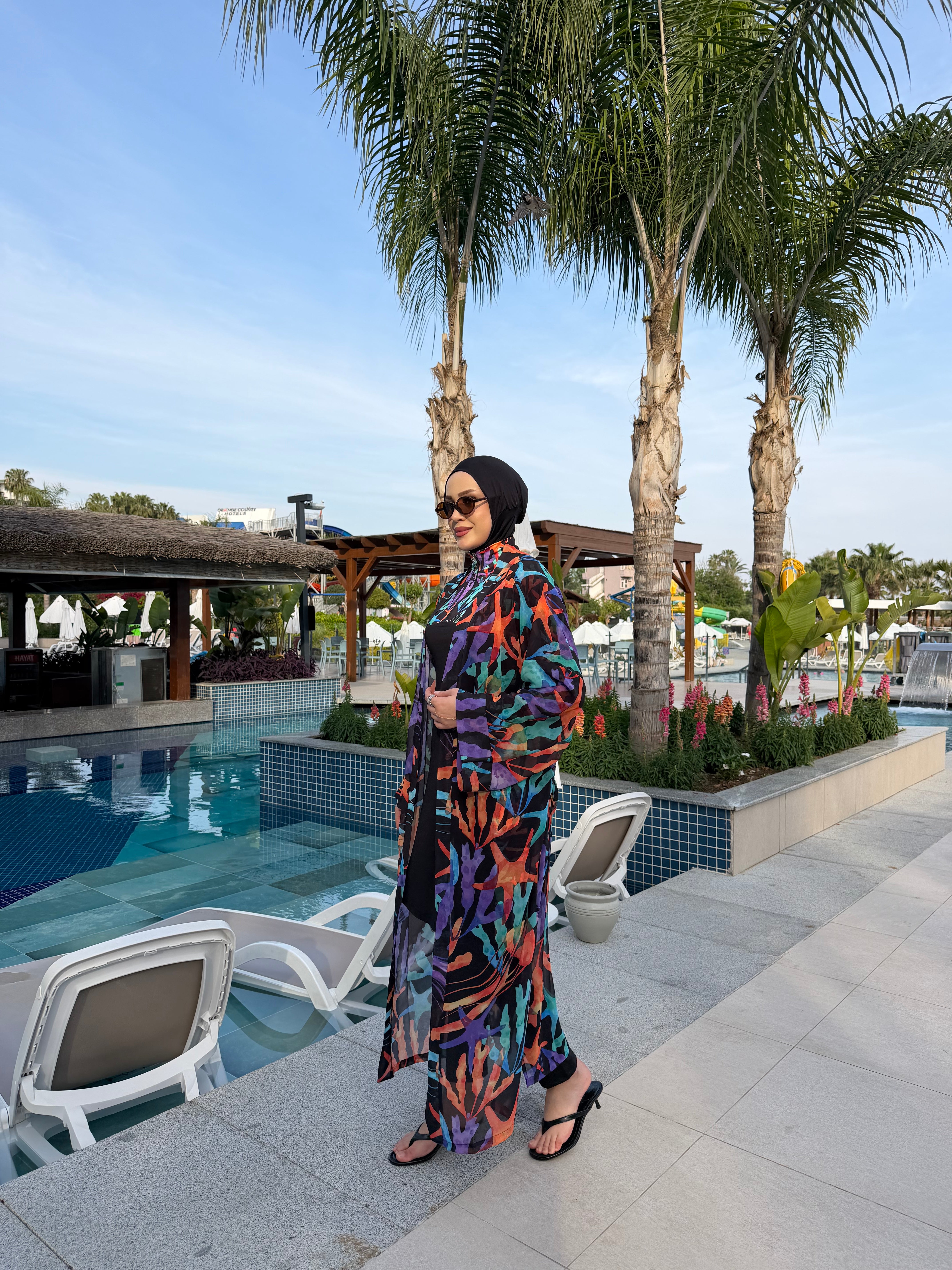 Mercan  Tek Kaftan Kimono Pareo