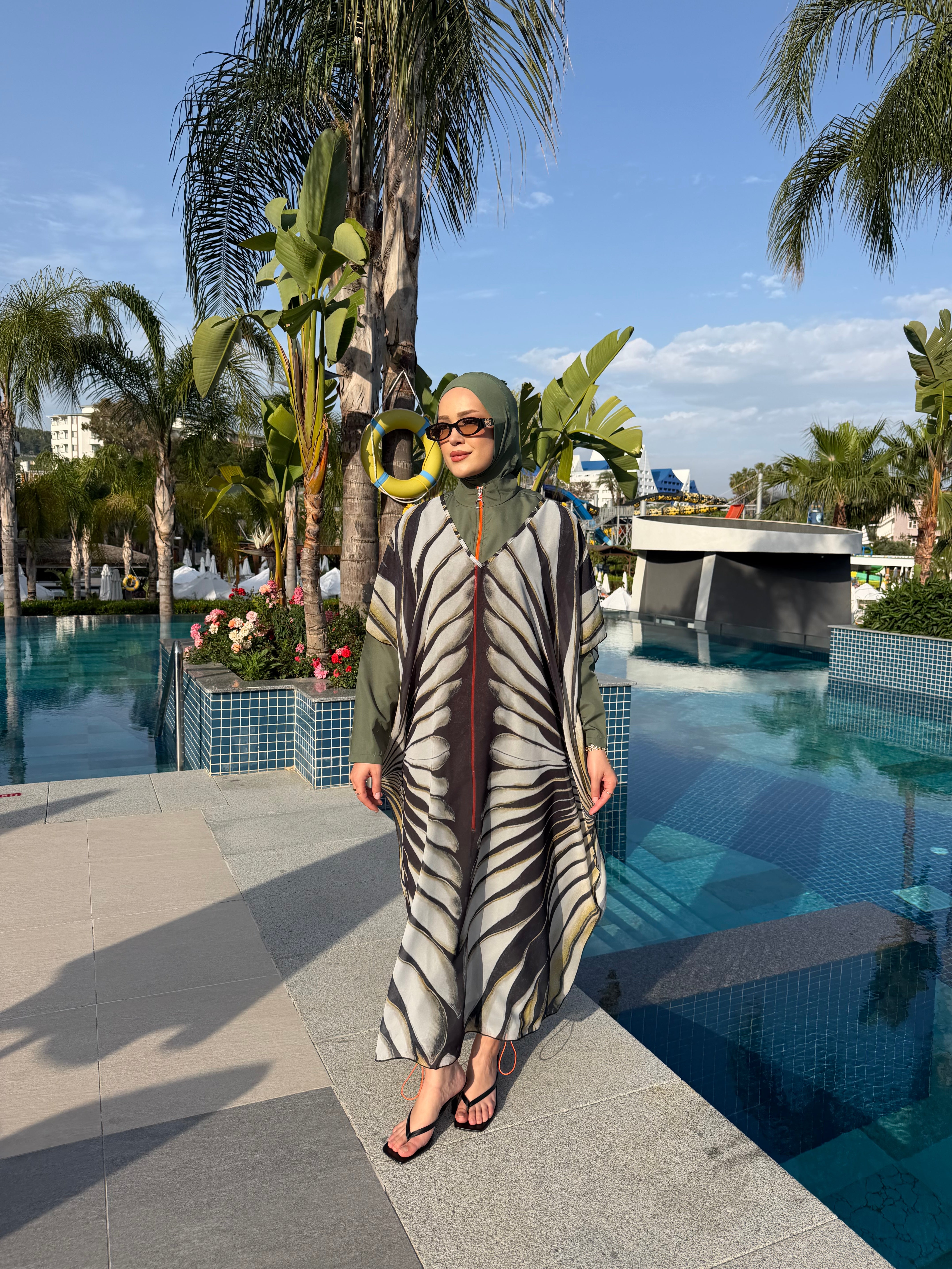 Kelebek Tasarım Tek Kaftan Pareo