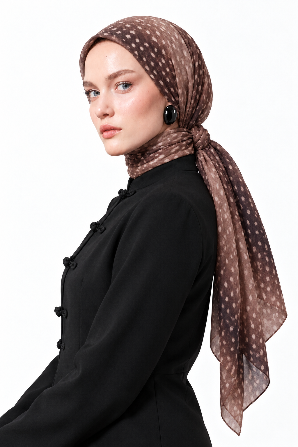 Ceylan Bambi Desenli Pamuk Soft Şal Acı Kahve