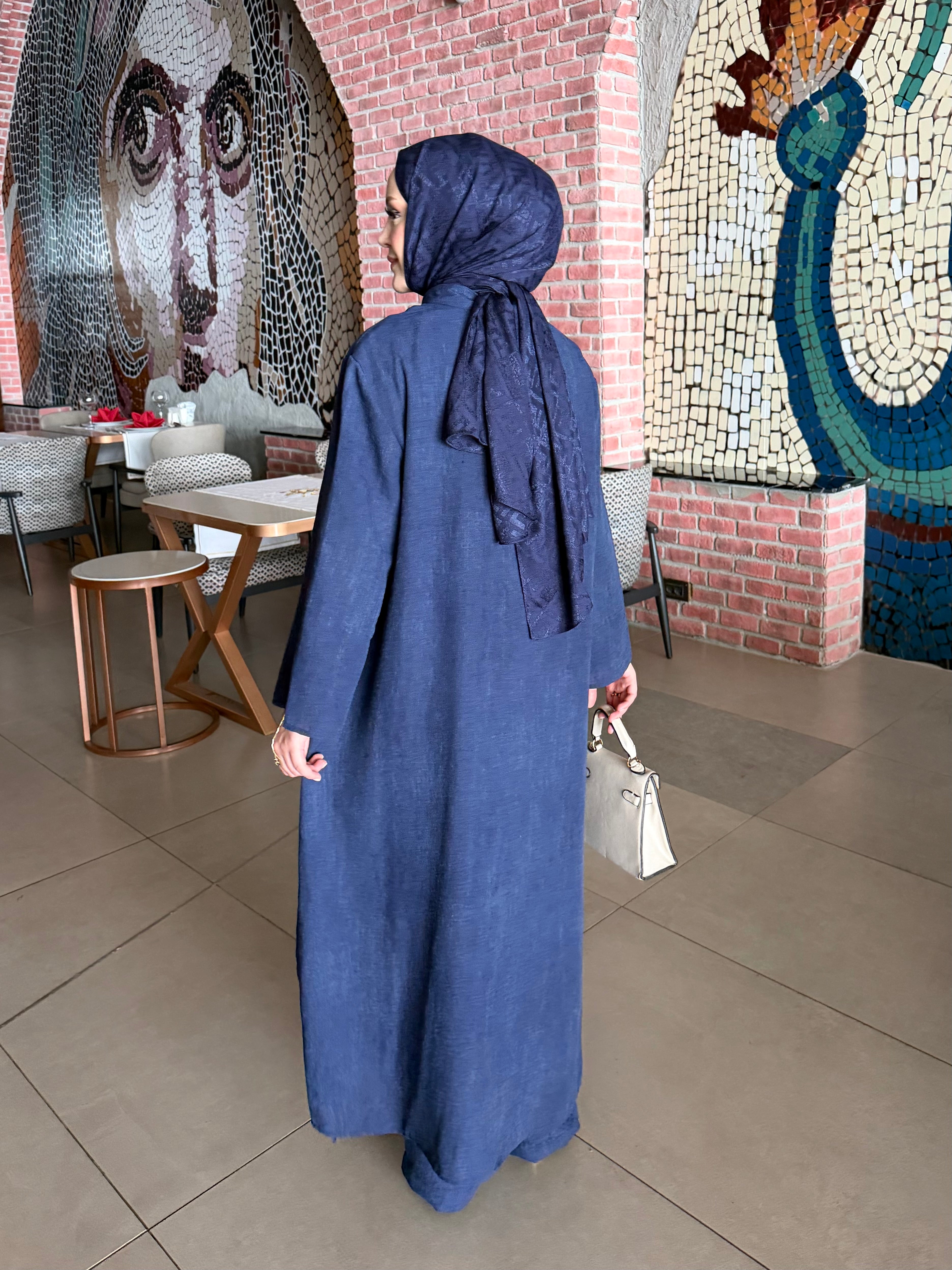 Sakura Çin düğüm kapama tunik & pantolon takım lacivert