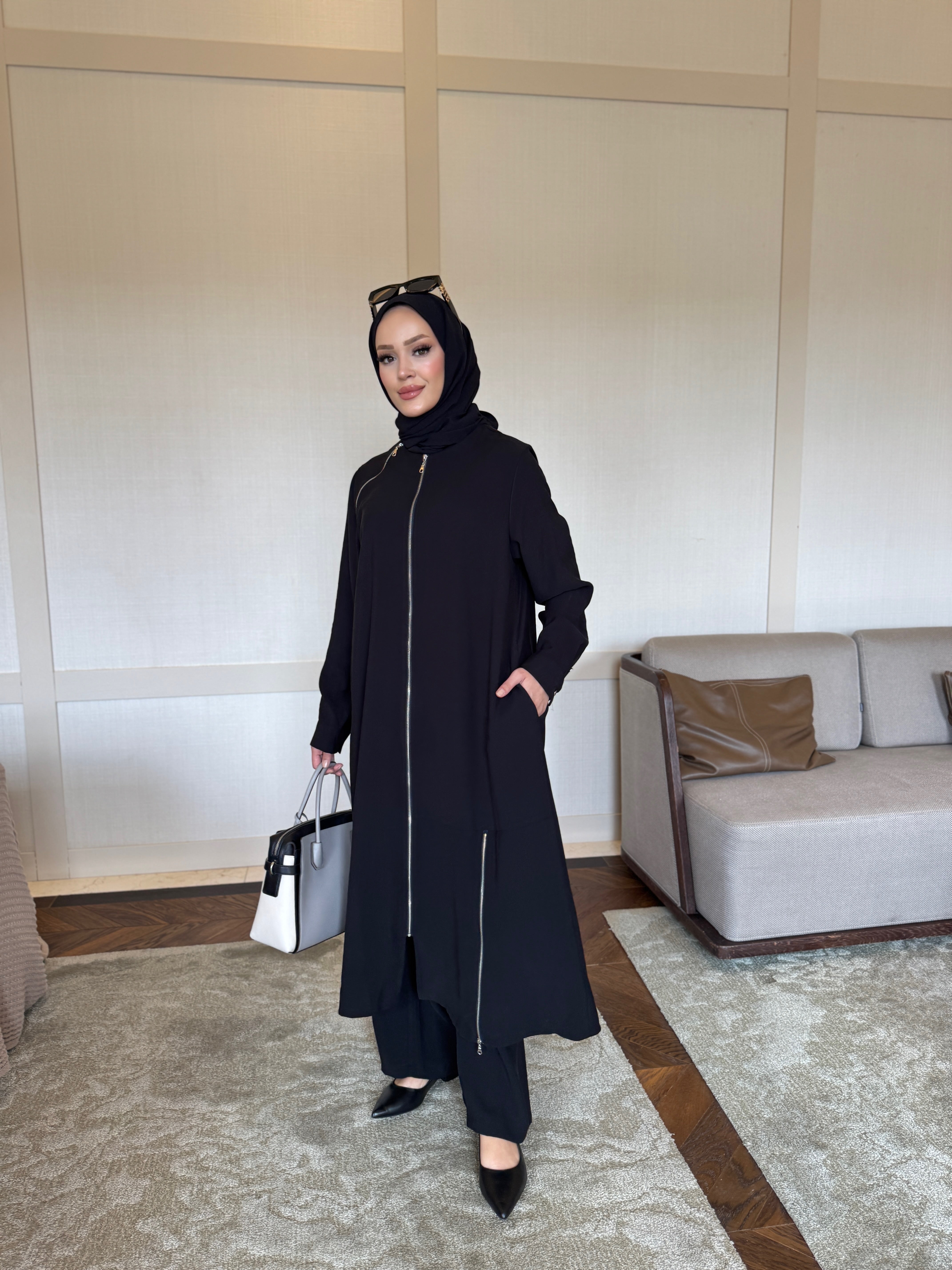 Tensora tunik & pantolon takım siyah