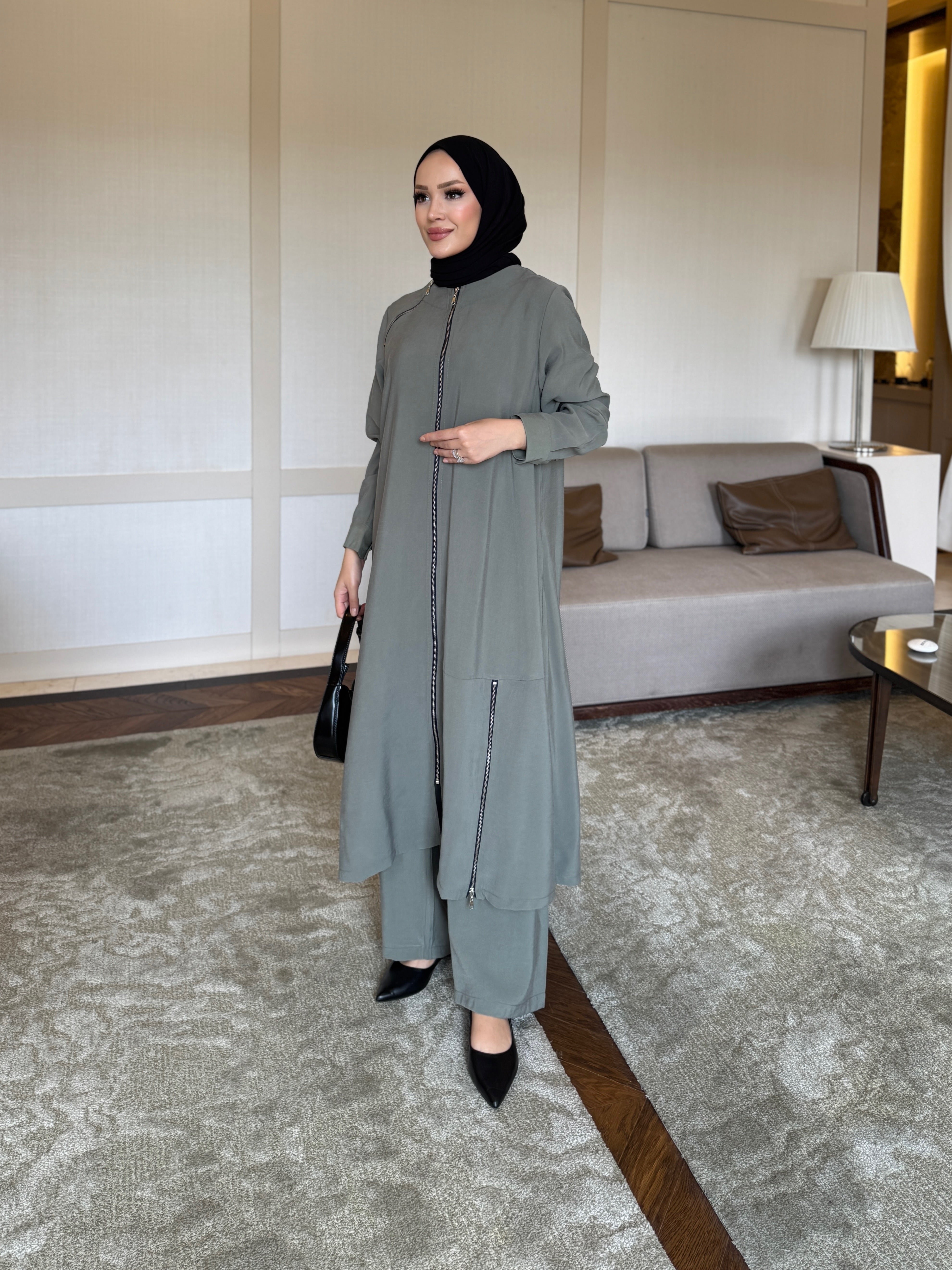 Tensora tunik & pantolon takım mint yeşili