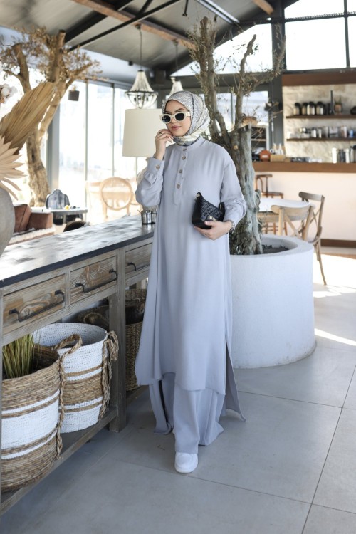 Zeyna Düğme Detay İkili Takım