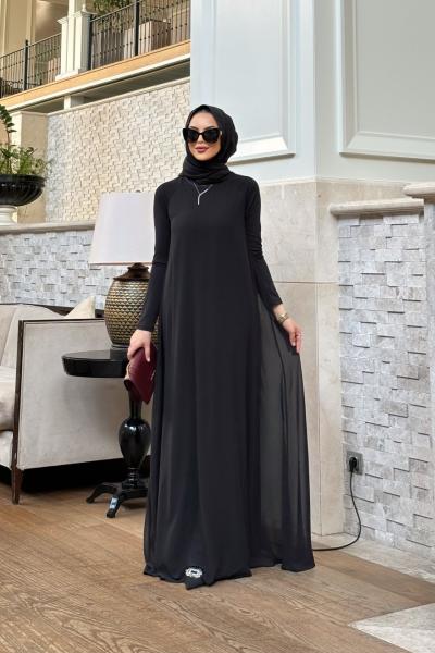 Şifon Detaylı Bahar Elbise