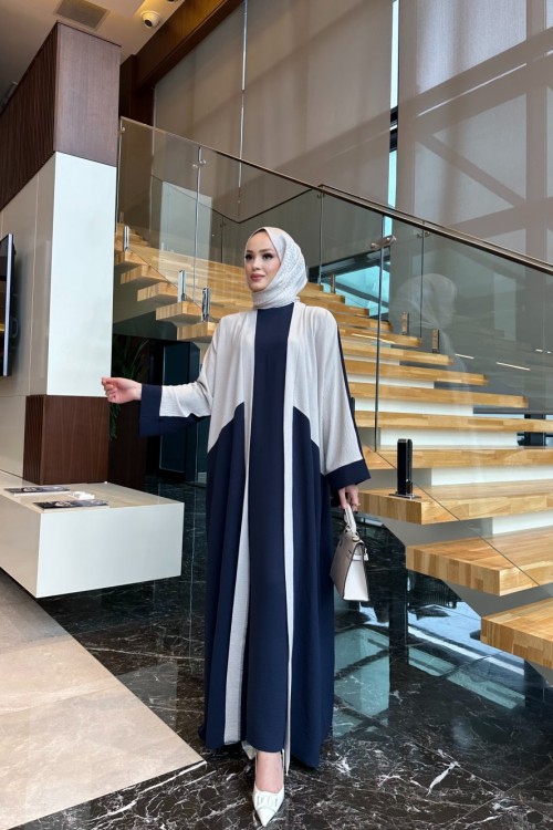 Ahel Abaya  Elbise Takım Lacivert