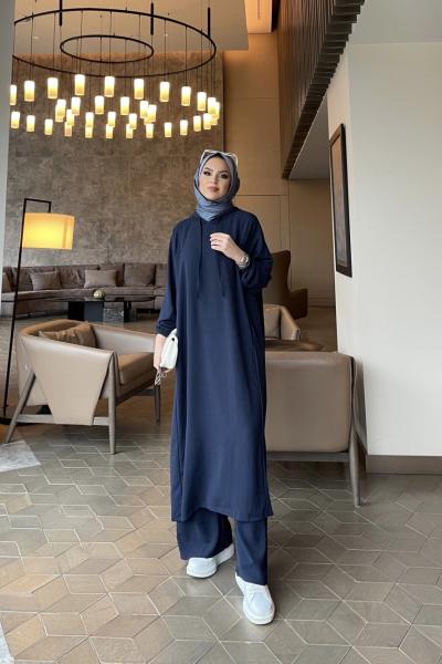 Delina Kapüşonlu ikili takım lacivert
