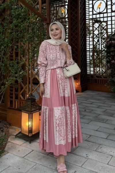 Hena etek - gömlek takım pembe