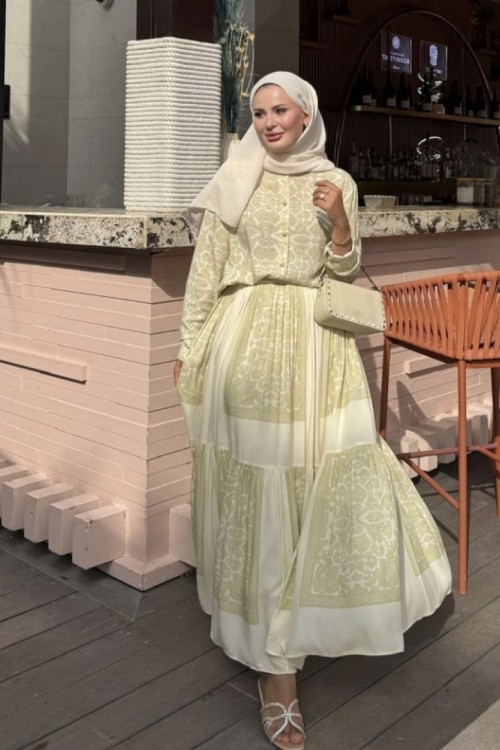 Hena etek  gömlek takım su yeşili