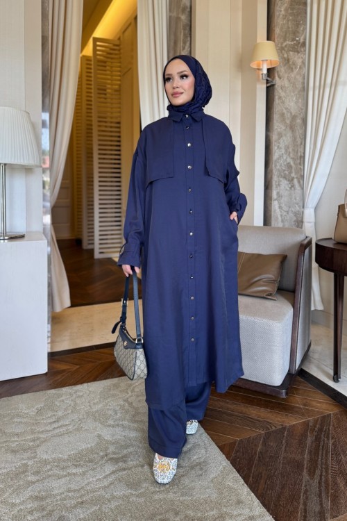 Diva trençkot  pantolon takım lacivert