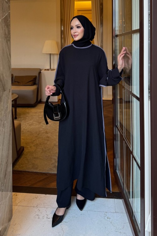 Biyeli ikili takım siyah