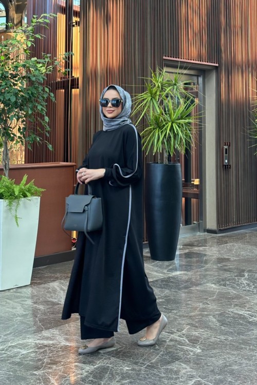 Kışlık Biye Detay İkili Takım siyah