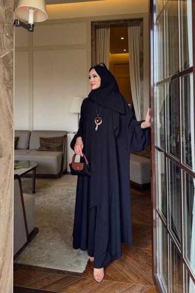 UMRE TAKIM SİYAH ( şal,tunik,pantolon,kolye seti)