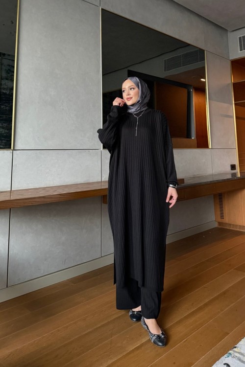 Triko ikili takım siyah