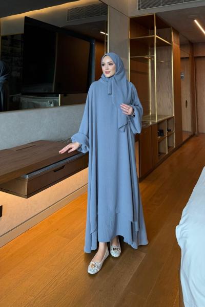 Hüda elbise - şal takım gri