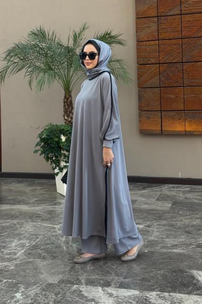 Kışlık Biye Detay İkili Takım gri