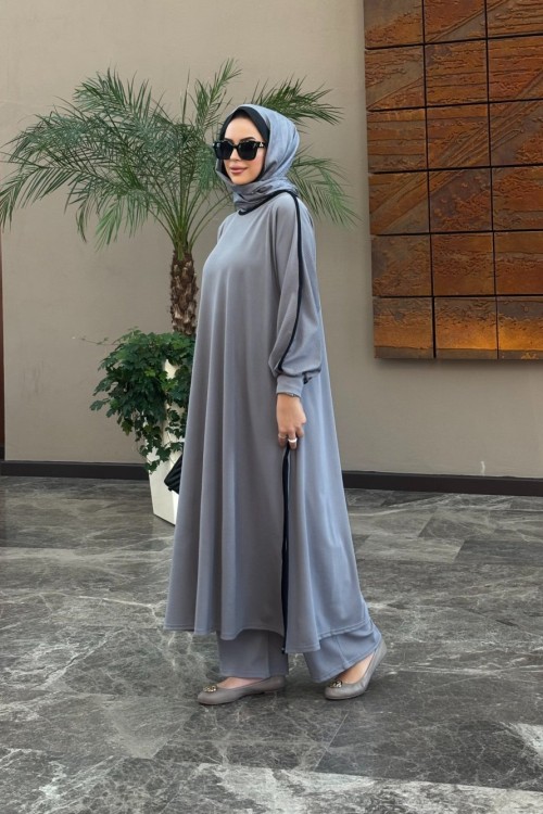 Kışlık Biye Detay İkili Takım gri