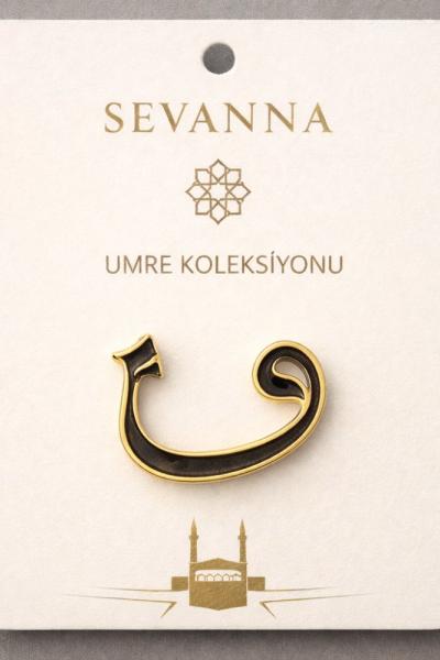 Vav Harfli siyah - rose detay Broş