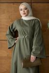 Elena Denim Elbise Haki Yeşil