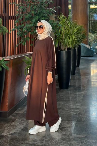 Kışlık Biye Detay İkili Takım kahverengi