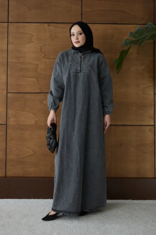 Dora Denim Elbise siyah