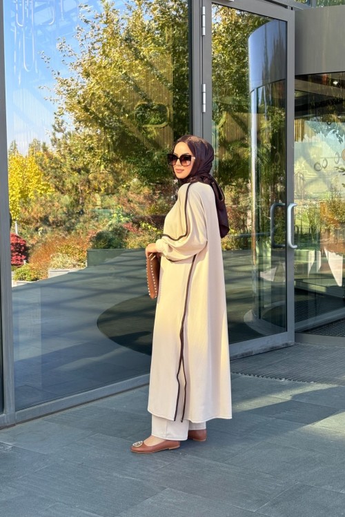 Kışlık Biye Detay İkili Takım krem