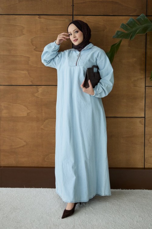 Dora Denim Elbise Gri