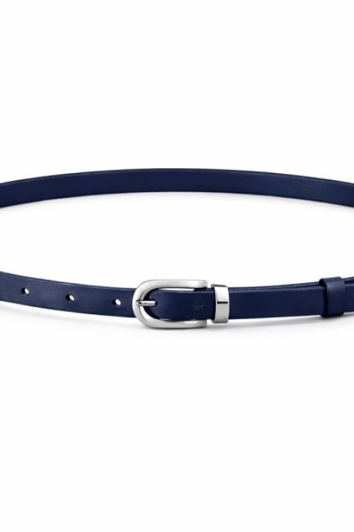 Gümüş Tokalı Ayarlanabilir İnce Kemer Lacivert