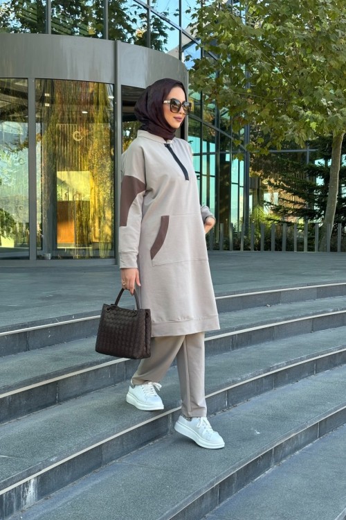 Duru Garni Detay Tunik  Pantolon Takım