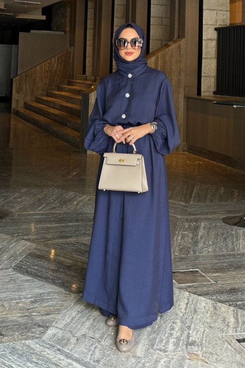 Kristal Düğme Detay İkili Takım