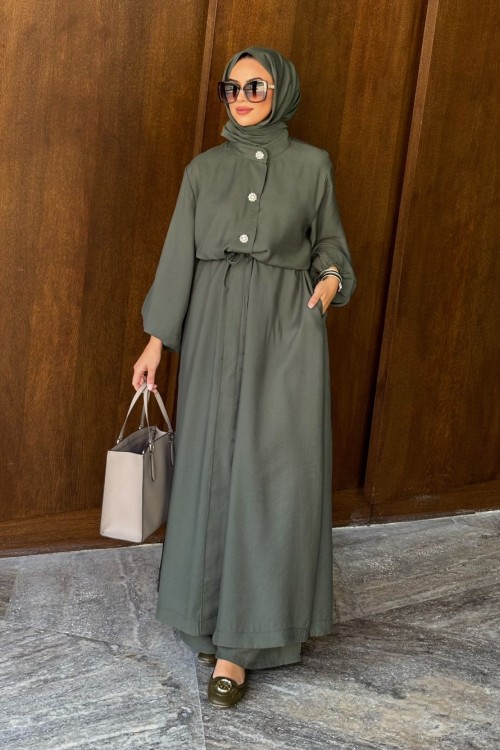 Kristal Düğme Detay İkili Takım